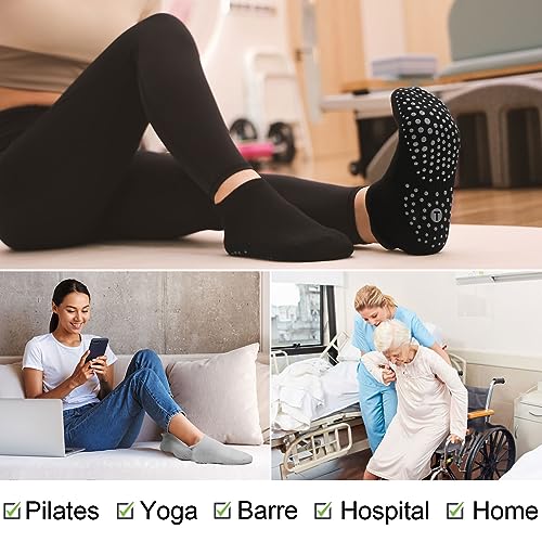 Image of Toes Home Pilates Socks for Women, Cushioned Ankle Grippy Non Slip Socks for Yoga, Hospital, Barre, Home Slipper 2 /4 Pairs