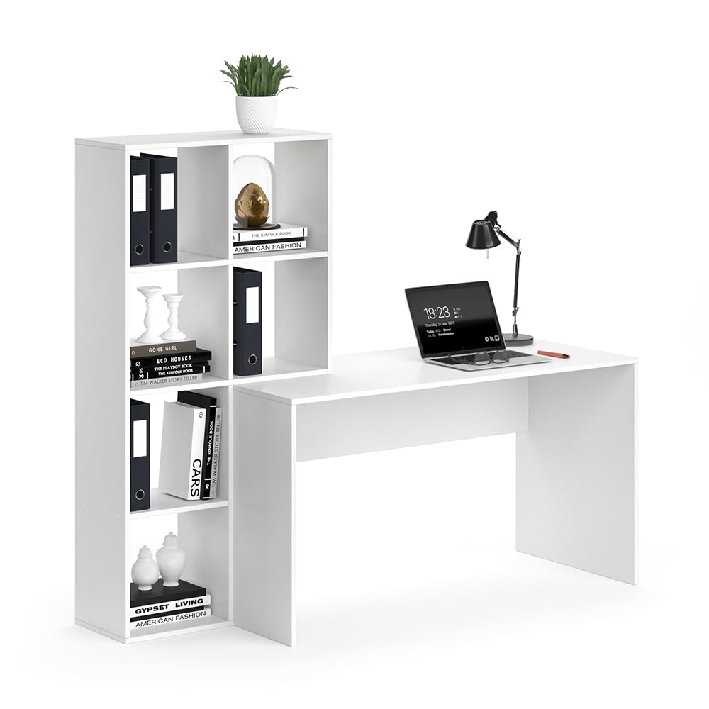 Vicco Scrivania con ripiani Mara, Bianco, 166.8 x 59 cm