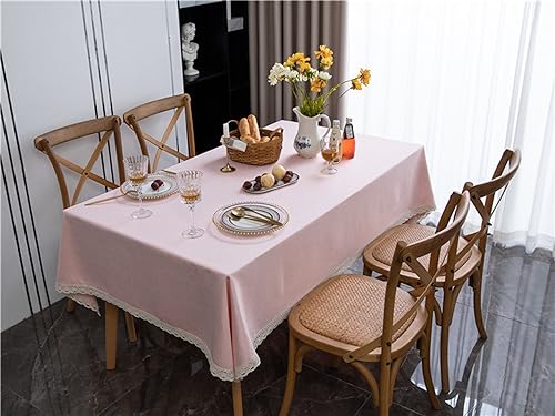 Nappe rose avec dentelle pour decoration de table - 6