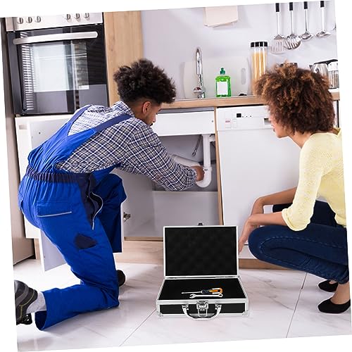 Boîte à outils en alliage d'aluminium noire compacte pour le rangement d'instruments de mesure