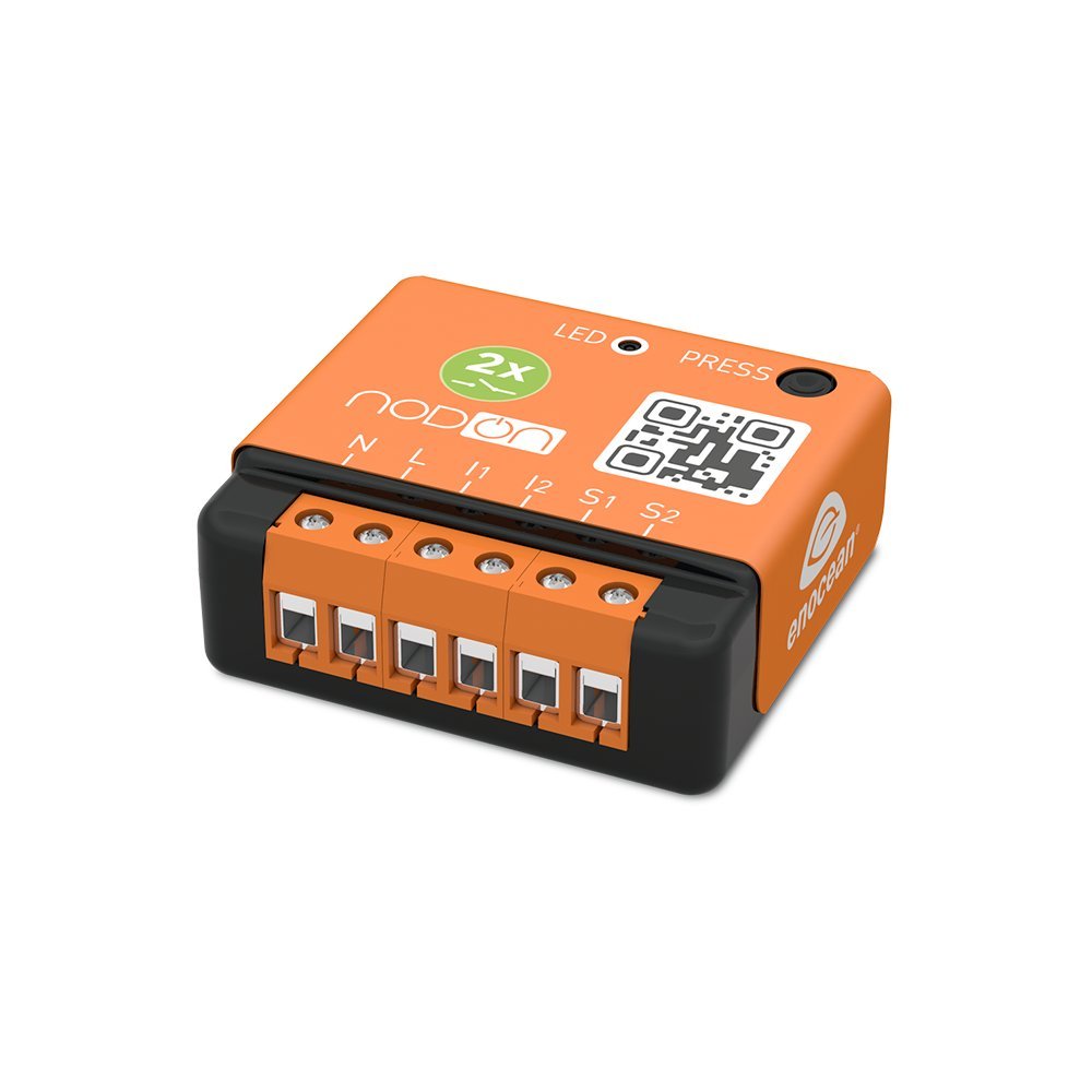 NodOn - EnOcean - Module Interrupteur sans Fil Éclairage on/Off pour Maison Connectée - 2 Canaux, 2x5A - Va et Vient sans Fil et sans Travaux - Compatible Home Assistant Jeedom, eedomus, MyUbiwizz