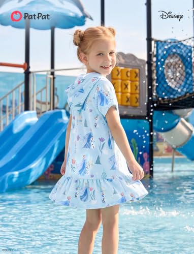 Image of Disney Princess Frozen Stitch Marvel Minnie Girl Swim Cover Up Terry Cloth Swimsuit Coverup Zip-up Bathing Suit Wrap Hooded