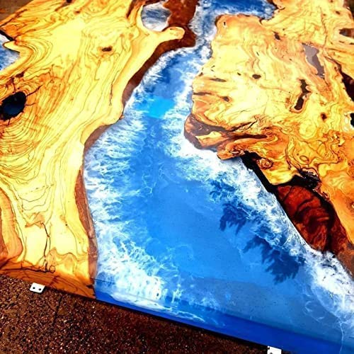 Epoxy Table Fully Customized Thick Resin River Table Top Indoor Outdoor Wooden Dining Table Top (36x20 Inch) with 18 Inches Tall Legs