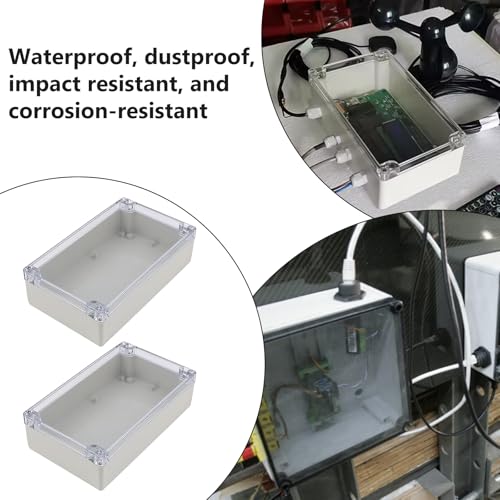 Miniatura 7 de 2 Cajas De Derivación Abs, Carcasa Electrónica Ip65, Resistente Al Agua, Carcasa Vacía De Plástico Con Tapa Transparente, Caja De Conexiones Y Caja De Derivación Para Interior Y Exterior, 200 X 120 X