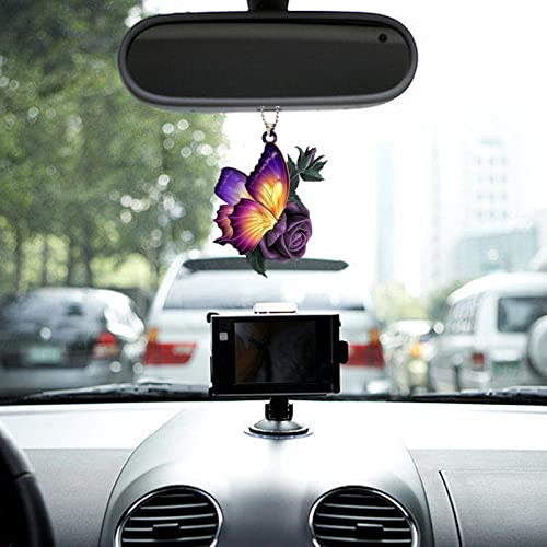 Pingente de espelho de carro | Cabide de espelho retrovisor de borboleta de acrílico - Pendente de d