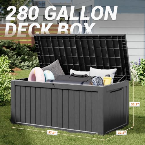 Image of Outdoor Storage Box Waterproof, 280 Gallon Deck Box for Patio Storage
