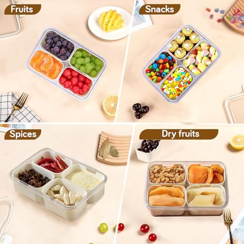 Image of HOKIPO Fridge Storage Containers with 4 Partition - BPA Free Food Grade Plastic Storage Containers for Refrigerator & Freezer | Fresh Vegetable Crisper Box & Kitchen Storage Set (AR-6106)
