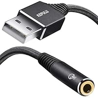 KEPULU USB to Audio Jack, ProAudioLine [Strong-Braided, 24-Bit 96Khz Chip USB to 3.5mm Jack, USB Audio AUX Adapter, TRRS 4-Pole Microphone Support, External Sound Card, for PS4 PS5 PC Headset, More