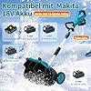 Akku Schneefräse für Makita Akku 18V,1000W Elektrische Schneefräse mit Rollen, Arbeitsbreite 32 cm, max.Schneehöhe 18 cm,Wurfweite 6m,30° Einstellbar (Blau Ohne Batterie)