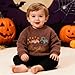 Halloween Toddler Boy Sweater Pumpkin Truck Embroidered Sweater Fall Outfit 1-5Y Brown