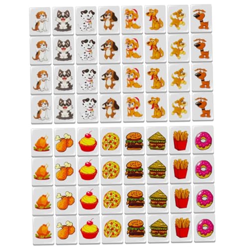Push Tile Game Set Mahjong 64 Piezas patrón Perro miniatura 1