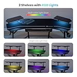 EUREKA ERGONOMIC Aero 72 Inch Gaming Desk with Keyboard Tray, Large Computer Desk Led Lights, Wing-Shaped Monitor Stand Dual Headphone Hanger Cup Holder for Studio,Streamer,Live,Black - Image 5