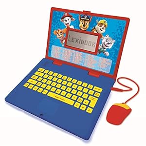 Lexibook Pat Patrouille Paw Patrol Chase Marshall - Ordinateur Éducatif Bilingue Français/Anglais - Jouet Enfants avec 124 Activités pour Apprendre, S'amuser et Jouer du Piano, Bleu/Rouge - JC598PA1