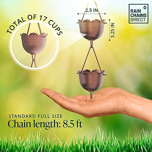 image for Rain Chains Direct - Pineapple Rain Chain - 8.5 FT - Pure Solid Copper