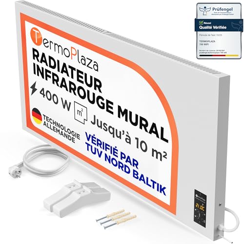 Termoplaza Radiateur Infrarouge Électrique 400W jusqu'à 10 m² - Chauffage Électrique Mural ou...