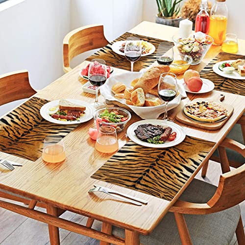 Naanle Animal Print Placemats Set Of 4 Tiger Print Non Slip Heat-Resistant Washable Table Place Mats For Kitchen Dining Table Home Decoration 12" X 18" #TOP6