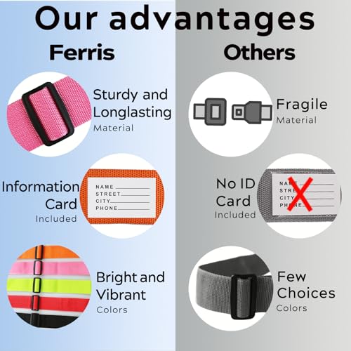 Image of Ferris 4 Pack Luggage Straps TSA Approved - Adjustable Luggage Strap Belt for Suitcases and Bags with Buckle Closure, Travel Accessory (Orange)