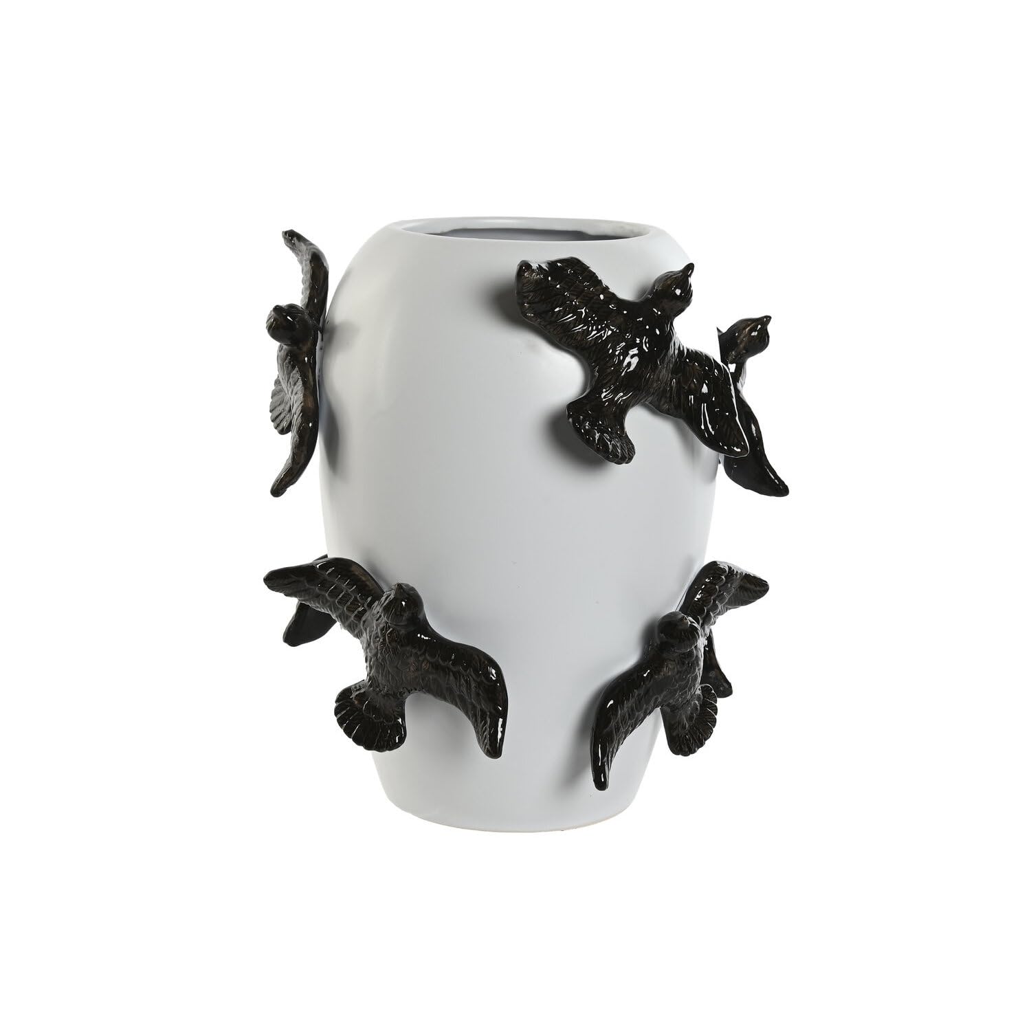 JARRON GRES 27X27X29,5 PAJARO BLANCO
