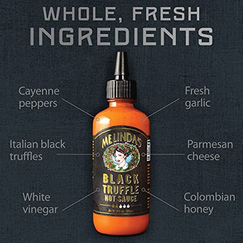 Melinda’s Black Truffle Hot Sauce - Gourmet Truffle Hot Sauce Made with Fresh Ingredients, Italian Black Truffles, Cayenne Peppers, Garlic & Colombian Honey - 12 oz - Image 4