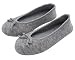 HomeTop Women’s Elegant Cashmere Knitted Memory Foam Indoor Ballerina House Slippers / Shoes (Medium / 7-8 B(M) US, Gray)