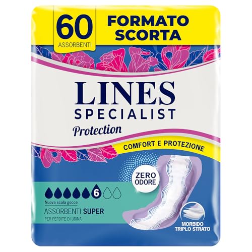 Lines Specialist Protection Super, Assorbenti per Incontinenza, Cartone da 60 Pezzi