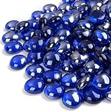 GASPRO 20 lbs Fire Glass for Propane Fire Pit, 3/4 Inch Glass Beads for Fire Pit Table, Glass Rocks for Garden Decor- Cobalt Blue