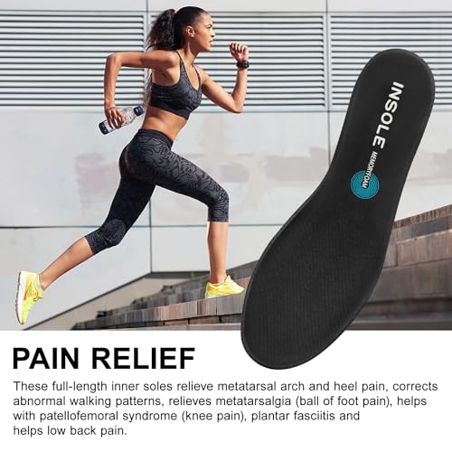 A Pair Memory Foam Insoles for Men,Cut-to-Size Comfort Insoles Cushioned Shoe Insoles,Replacement Shoe Inserts Comfort Cushioning for Sports Shoes,Trainers,Sneakers,Work Boots,Walking Shoes(Balck) - Image 5