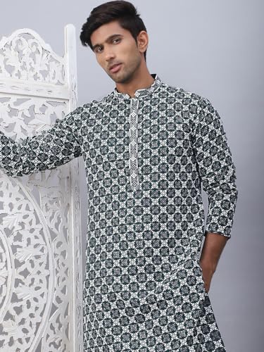 Image of Jompers Rayon Embroidered & Sequins Regular Fit Kurtas for Men.