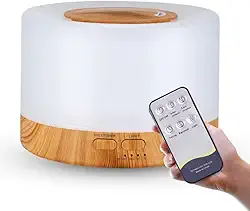 Difusor Aromático Ultrassônico 7 Cores Com Controle Remoto Bivolt Aromatizador Purificador Óleo Essencial Abajur Led Claro 0029 (300 ml)