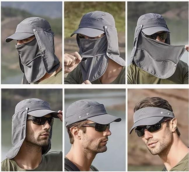 Cap Sun Protection and Weather Elements Outdoor Activities Adjustable Quick Dry Hat Cap Unisex Baseball Hiking Fishing (BG-Black)