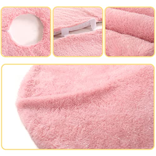 Amidaky Christmas Tree Skirt 30 Inch Pink Faux Fur Soft Fluffy Ornaments Xmas Tree Skirts For Xmas Tree Ornaments And Party Holiday Decorations #TOP2