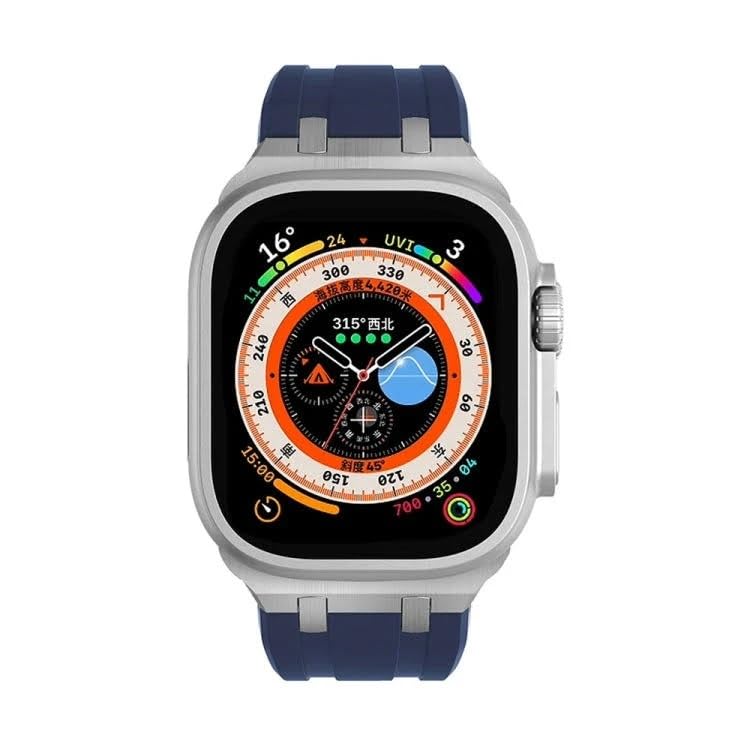 Image of Compatible Apple Ultra Watch Band 49mm 45mm 44mm 42mm Liquid Silicone Design Strap with Stainless Steel Adapter for iWatch SE Series 9 8 7 6 5 4 3 2 and Ultra for Men and Women