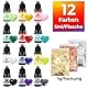 Barlone Epoxidharz Farbe Set, 12 Konzentrierte Flüssiger Epoxidharz Farben mit 3g Blattgold, Resin Farbe für Epoxy Resin Kunst, Kunstharz Handwerk, Malerei, Schmuck, je 5 ml