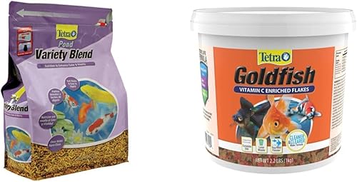 Tetra Mezcla de variedad de estanque alimento para peces de estanque para peces dorados koi y escamas de peces dorados cubo de 22 libras dieta