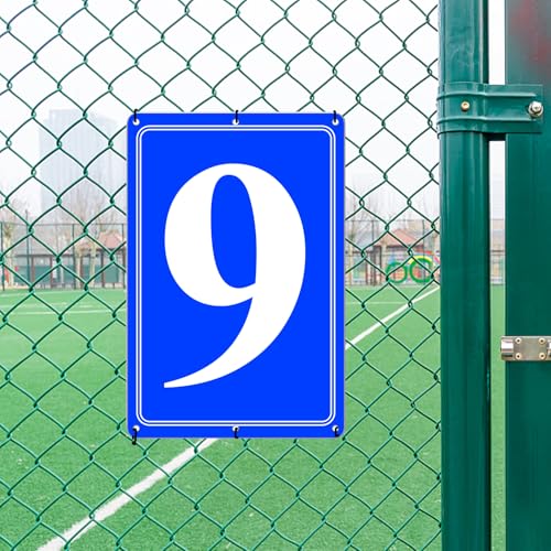 Image of Premium Aluminum Number Signs 9, Metal 12 inch X 8 inch Blue Numbered Signs Outdoor for Parking Lots, Floor, Dock, Court, Aisle, Field, High Visibility, No Fade, Weather-resistant