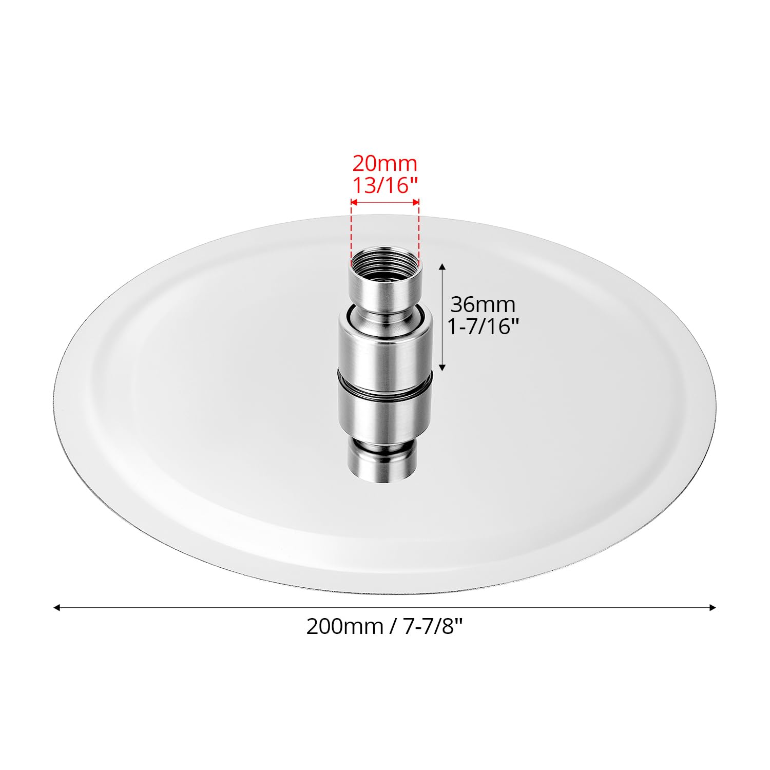 QWORK® Soffione per doccia Ø 20 cm, soffione doccia regolabile 360°, doccia soffione rotondo