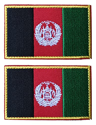 AliPlus Aufnäher mit Afghanistan-Flagge, bestickt, taktisch, Militär, Moral, Applikation, Klettverschluss, 2 Stück