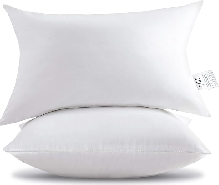 HITO 12x20 Pillow Inserts (Set of 2)- 100% Cotton Covering Down Alternative Throw Pillows White for Couch Bed Sofa