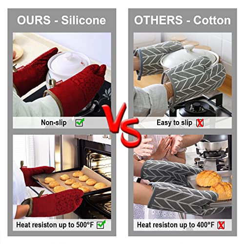 image for KEGOUU Oven Mitts and Pot Holders 6pcs Set, Kitchen Oven Glove High He