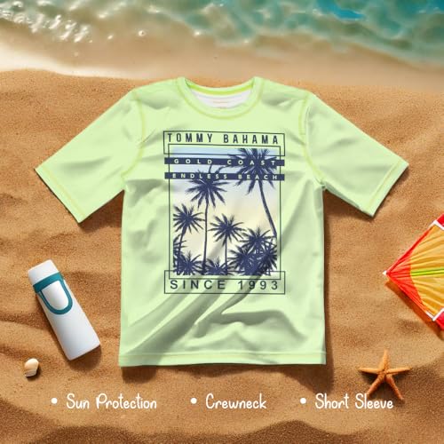 Tommy Bahama Boy's 2-Piece Swimsuit Set, Rash Guard & Swim Trunks 2-Pack Bundle for Kids and Teens2