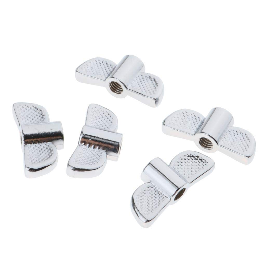 5 tuercas de ala de soporte de platillos de 8 mm para rendimiento de etapa de práctica M8, color plateado
