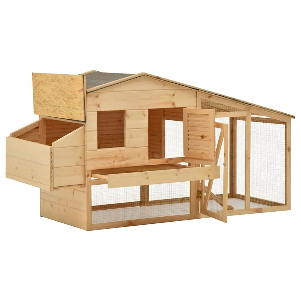 Jaula para gallinas, madera maciza de pino, 178 x 67 x 92 cm, jaula para gallinas, conejos, gansos, palomas y codornices