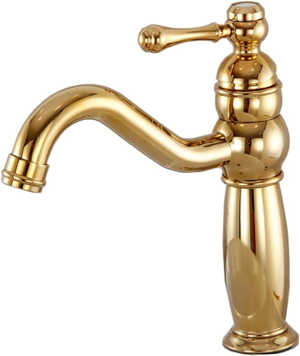 COSZWQDP Bathroom faucets hot and Cold Water Faucet Sink Single Hole Antique Brass