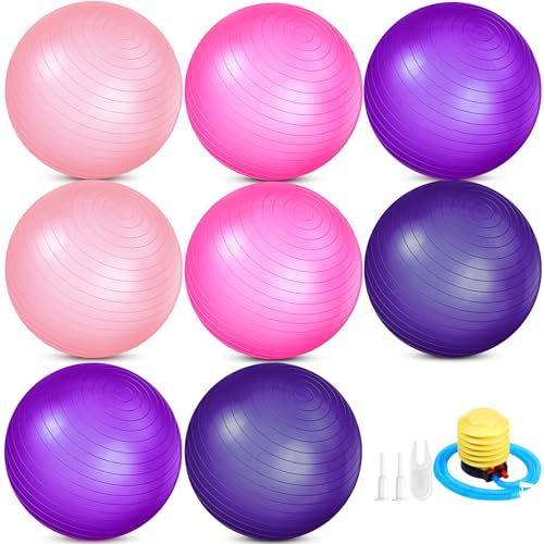 Image of Leyndo 8 Pcs 26 Inch Yoga Exercise Ball Pilates Pregnancy Birthing Fitness Ball with Quick Pump Anti Burst for Improved Posture Balance Yoga Pilates Training