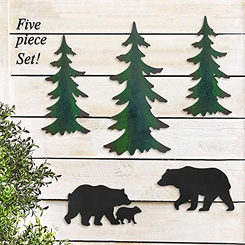 Limygus Metal Wall Art - Bear Pine Wall Decor Hanging Forest Decor Antique Metal Art Metal Wall Decor Home Bedroom Office Outdoor Decorations 5 Pieces #TOP1