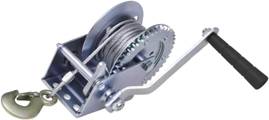 3500LBS Hand Winch with 10 Meter Steel Cable Heavy Duty Car Towing Winch for Trailers Boats and RVs Sturdy for Hauling and Lifting