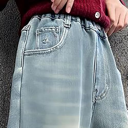 Moonker Baggy Straight Jeans for Girls Retro Wide Leg Elastic High Waist Slim Denim Pants Stretchy Girls Pajamas3