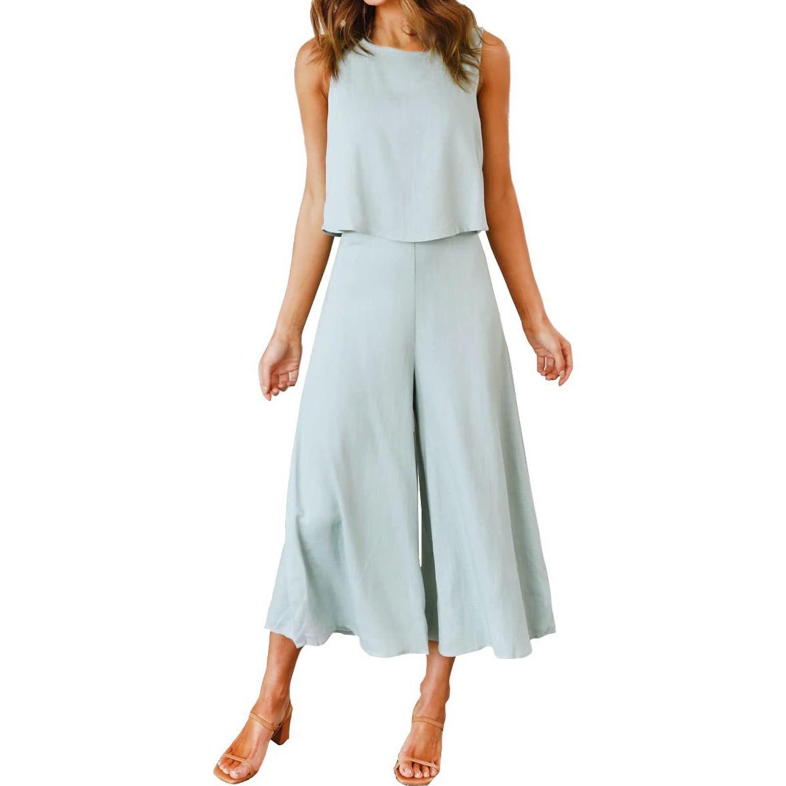 Pantalon Et Haut Ensembles Femme Chic Et Elegant Large Fluide Pas Cher Grande Taille Ete 2 Pieces Tailleur Femme Soirée Mariage Casual Habillé