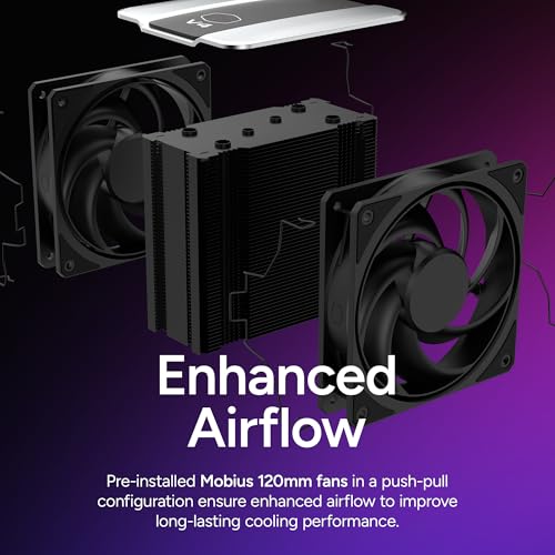 Image of Cooler Master V4 Alpha 3DHP CPU Air Cooler - Patented 3D Heat Pipe Technology, Dual 120mm PWM High Airflow Fans, Quiet Cooling & Easy Installation, AMD AM5 /AM4 & Intel LGA 1851 /1700, Black