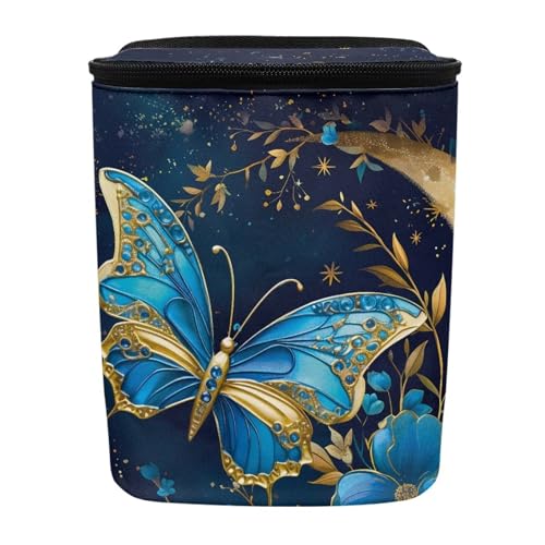 Image of Moon Blue Butterfly Car Trash Can Organizer Accessory Leak Proof Large Capacity Car Garbage Bag with Lid,Hanging for Back /Front /Console,Butterfly Car Interior Accessory